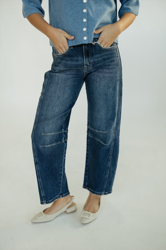 Dark Wash High Rise Barrel Jean