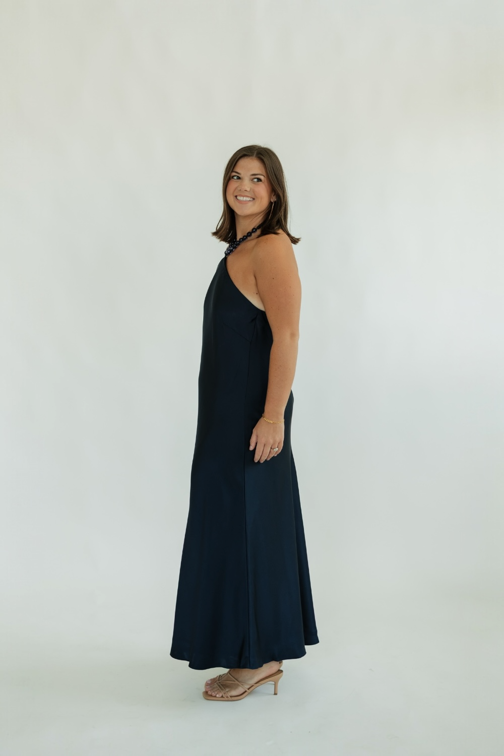 Peggy Navy Halter Dress