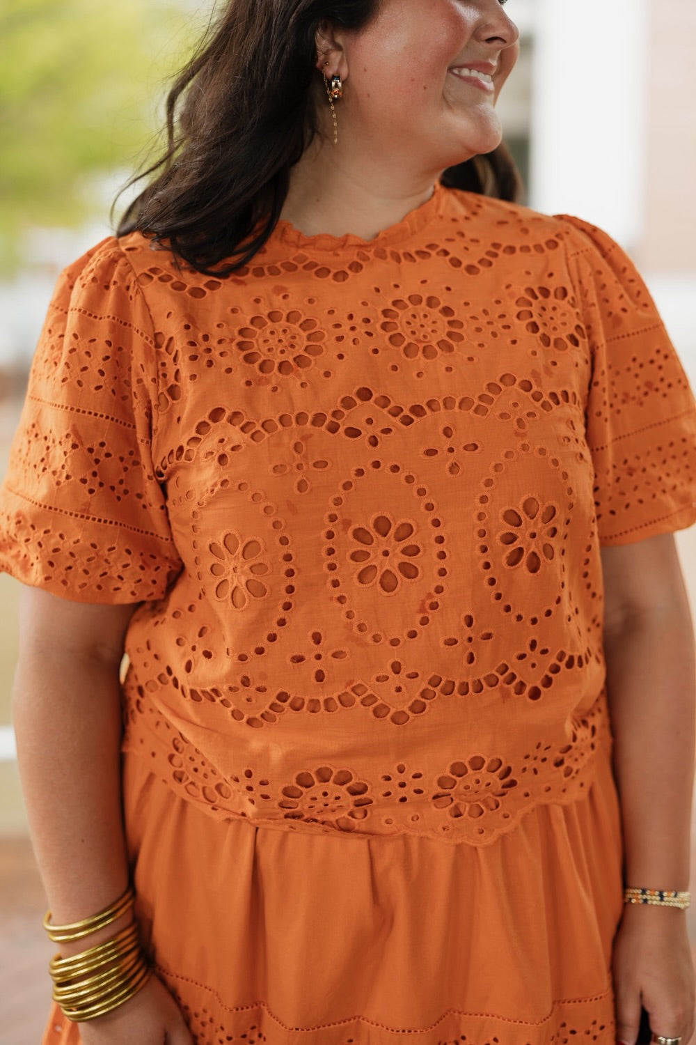 Betsy Eyelet Bubble Sleeve Top (S-XL)