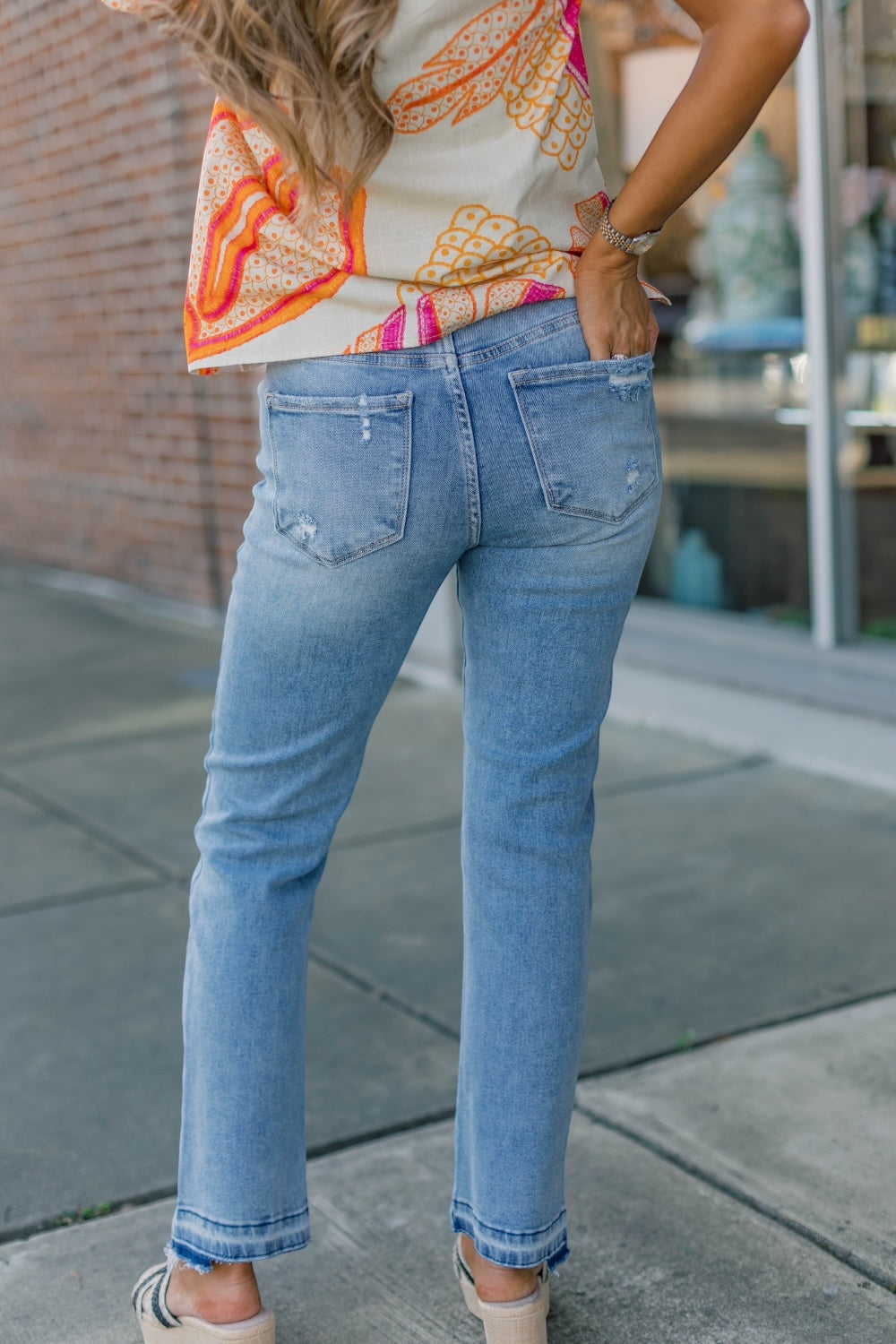 Light Wash Mid-Rise Straight Leg Jean (0-22)