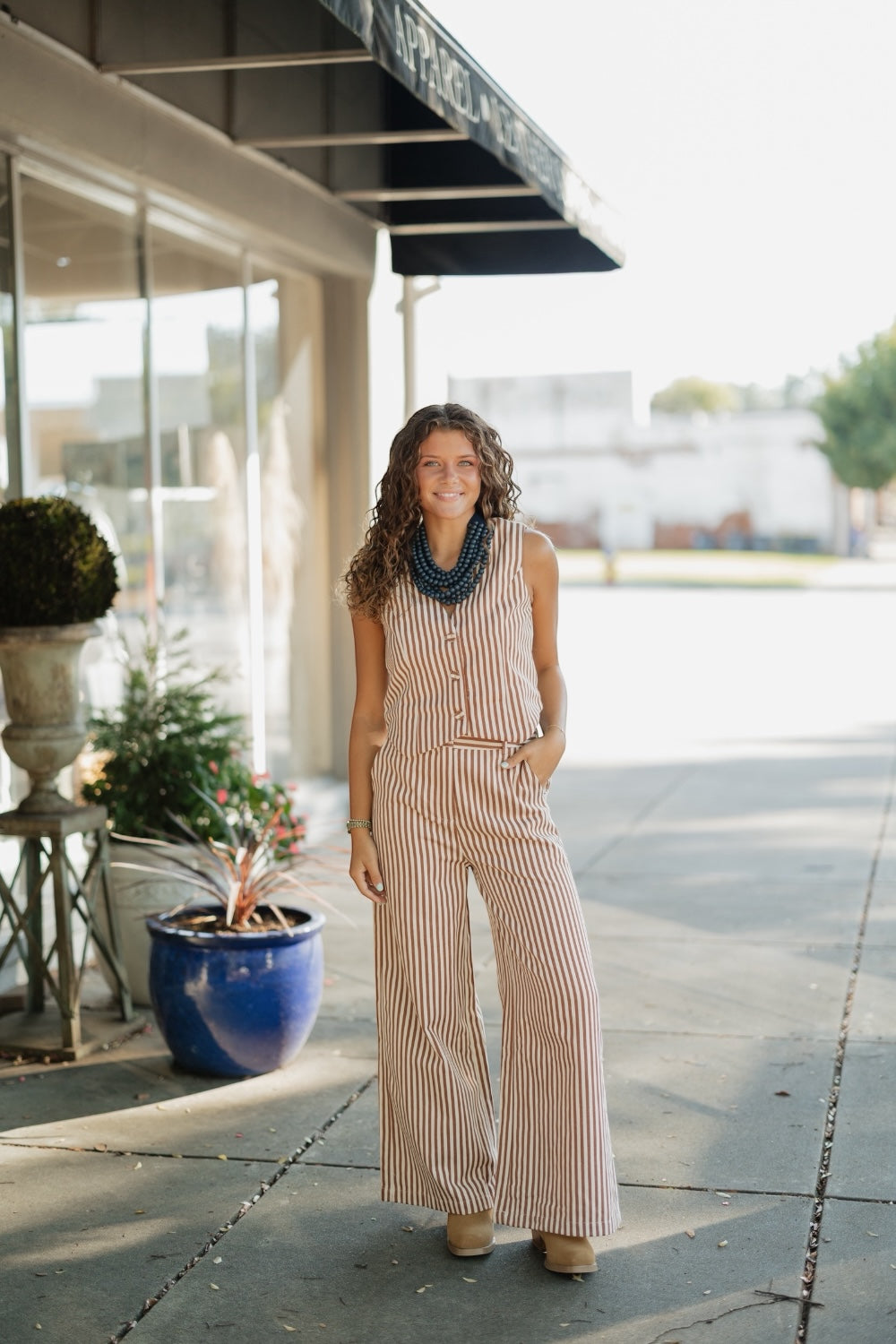 Stella Mocha Striped Wide Leg Pant