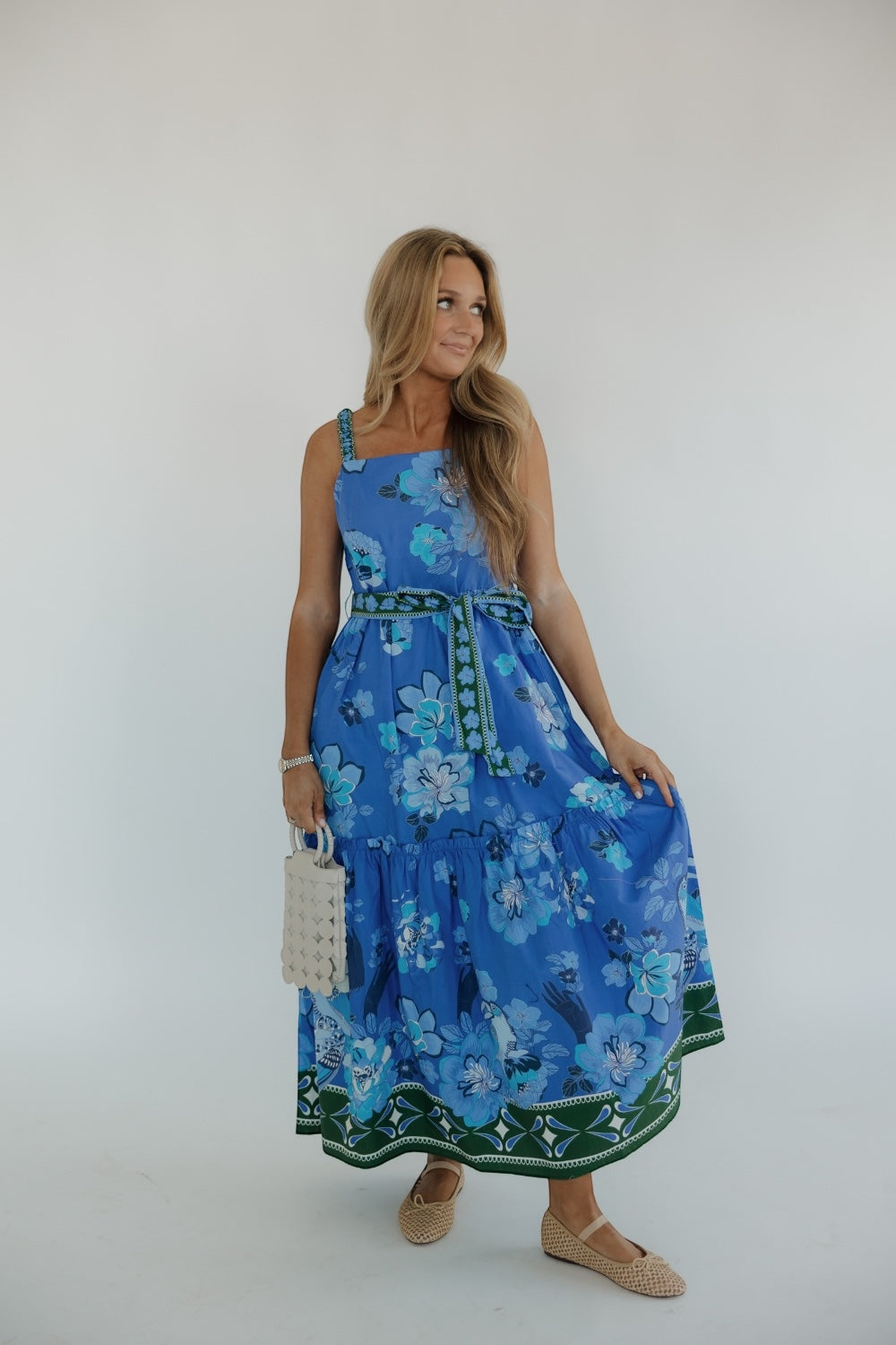 Andi Sapphire Floral Midi Dress (XS-XL)
