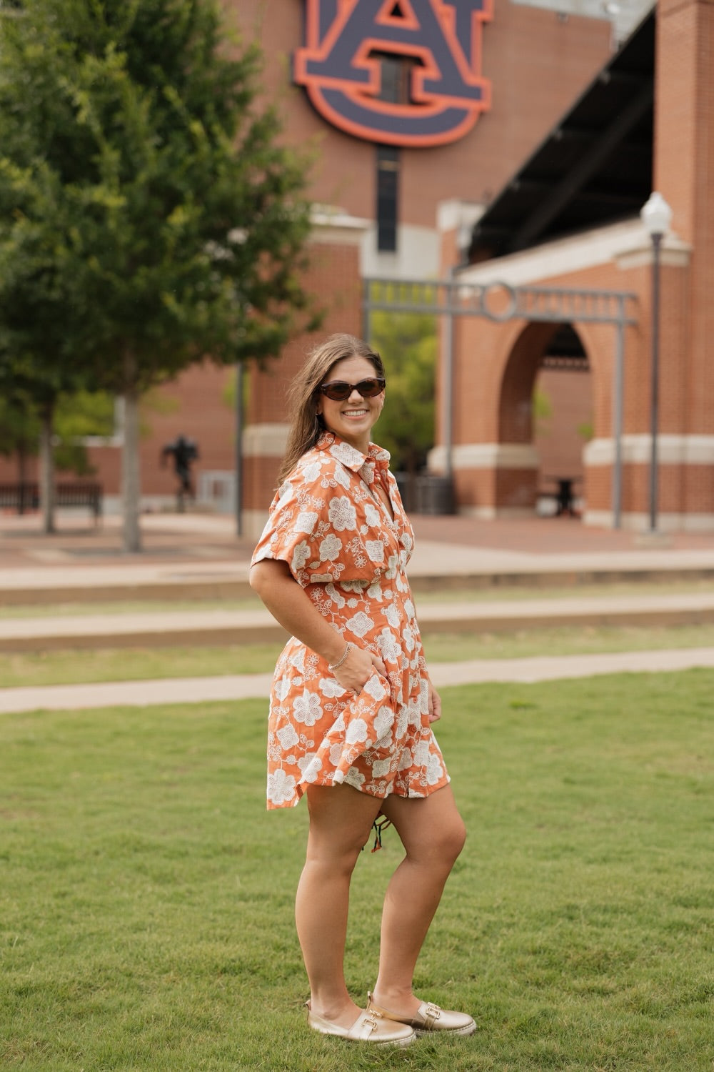 Twyla Terracotta Flower Mini Dress