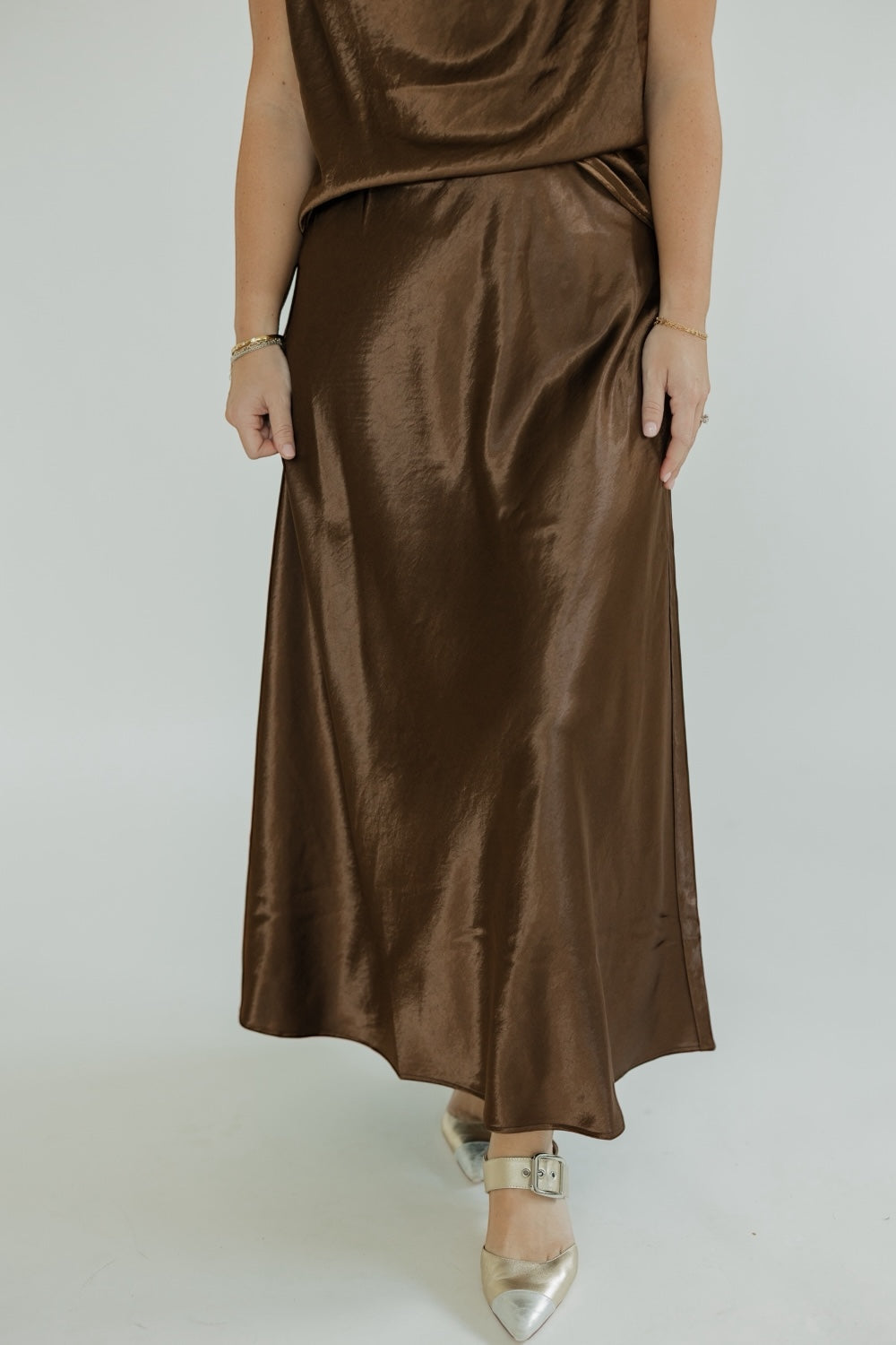 Barbara Bronze Satin Skirt