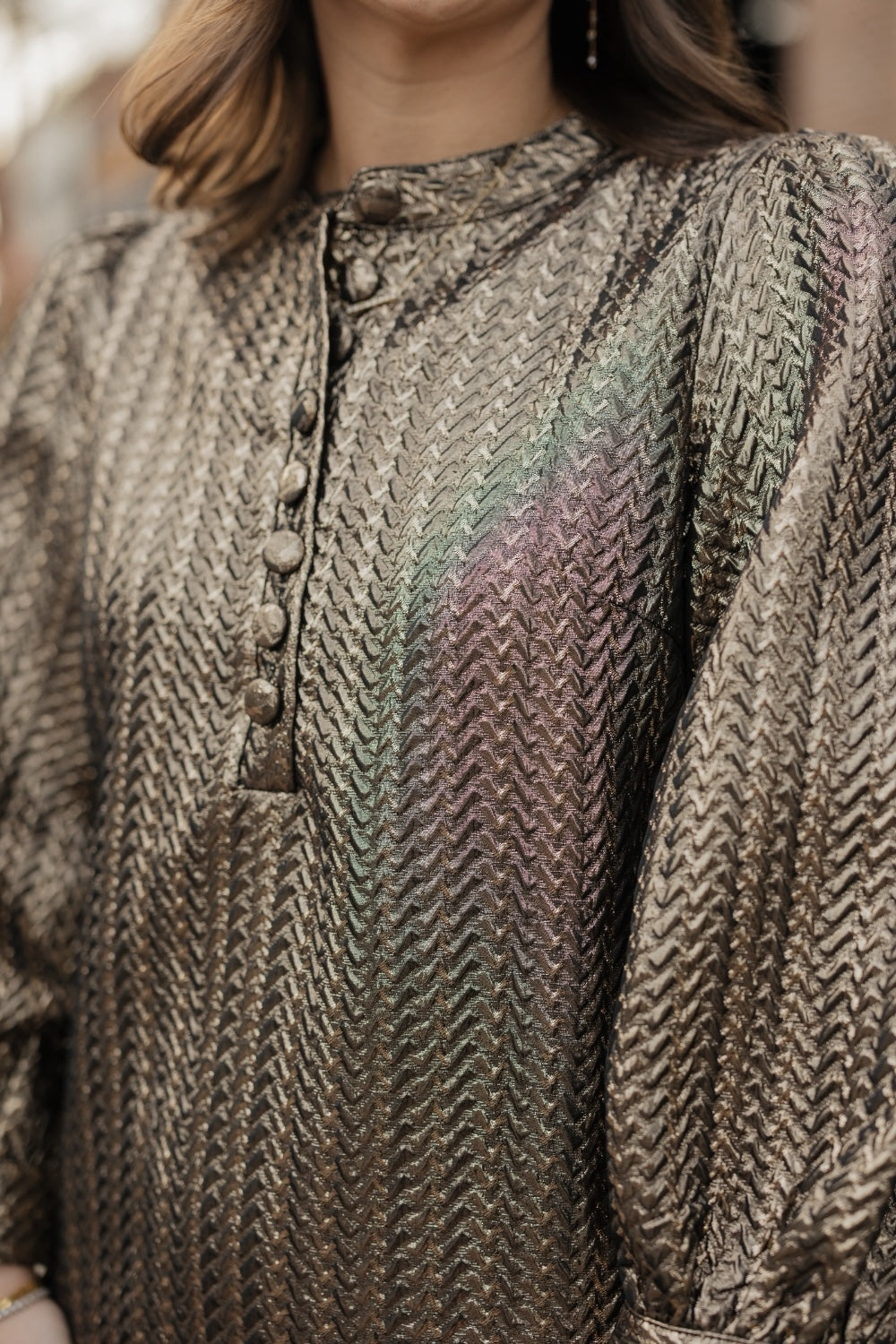 Maeve Gold Jacquard Mini Dress