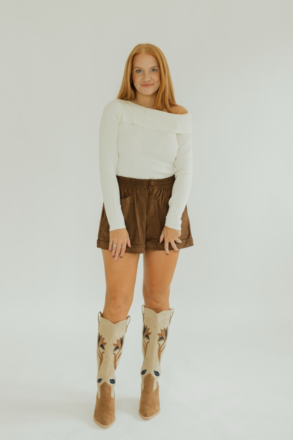 Chocolate Suede Elastic Waist Shorts