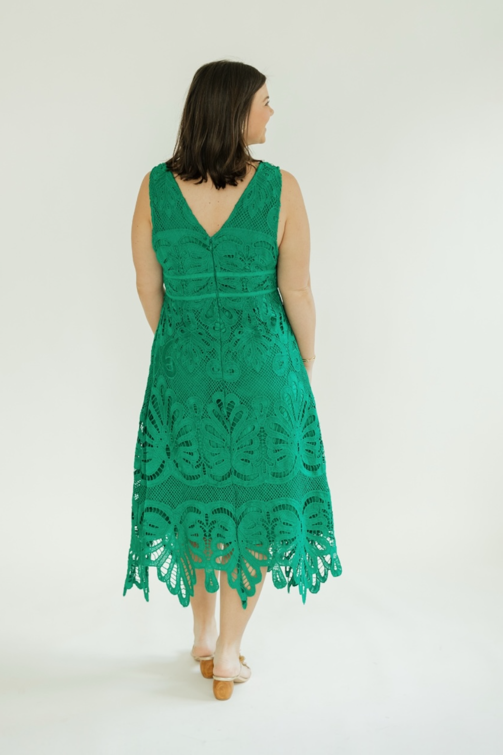 Karen Lace Kelly Green Midi Dress