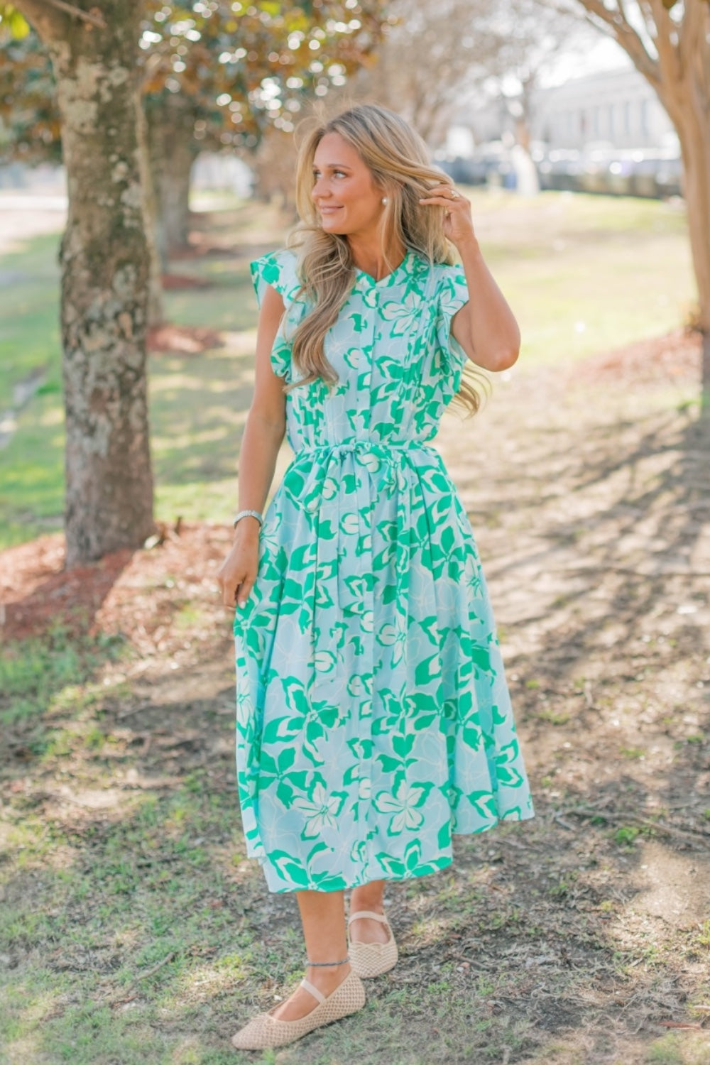 Jenn Tropical Bouquet Midi Dress