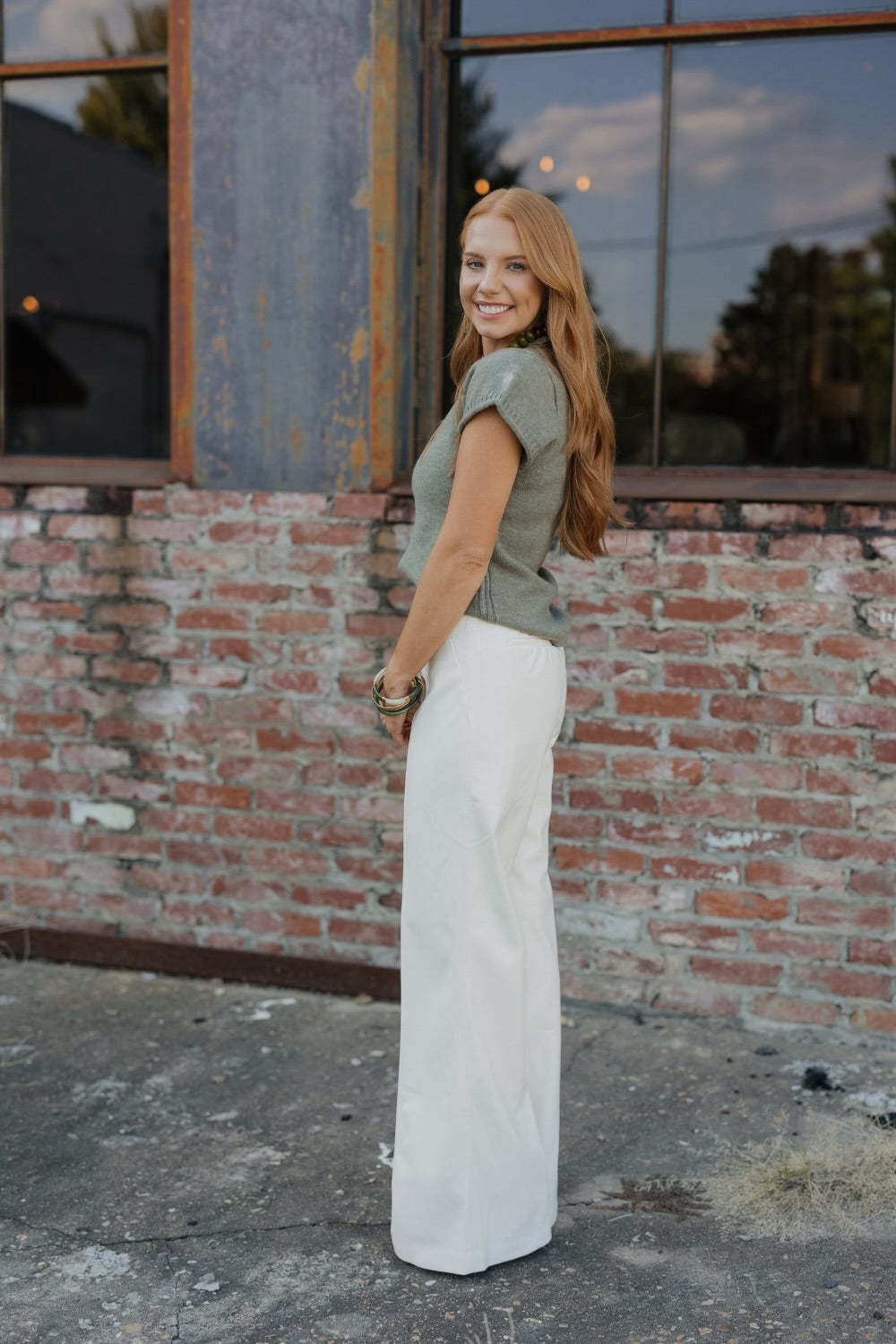 Lillian White Leather High Waist Pant (XS-XL)