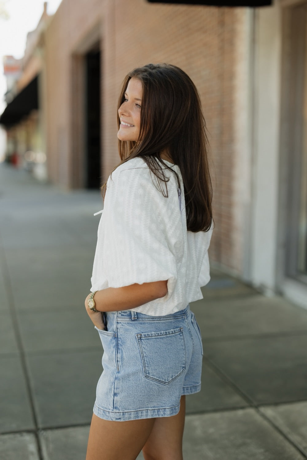Tatum Solaria Blanc Bubble Hem Top (S-3XL)