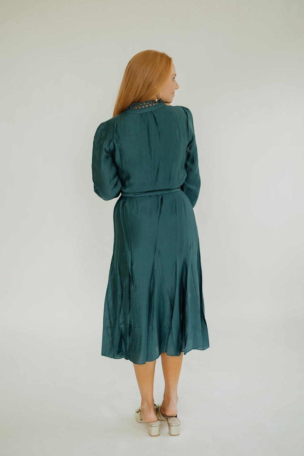 Talia Dark Teal Binding Detail Midi Dress