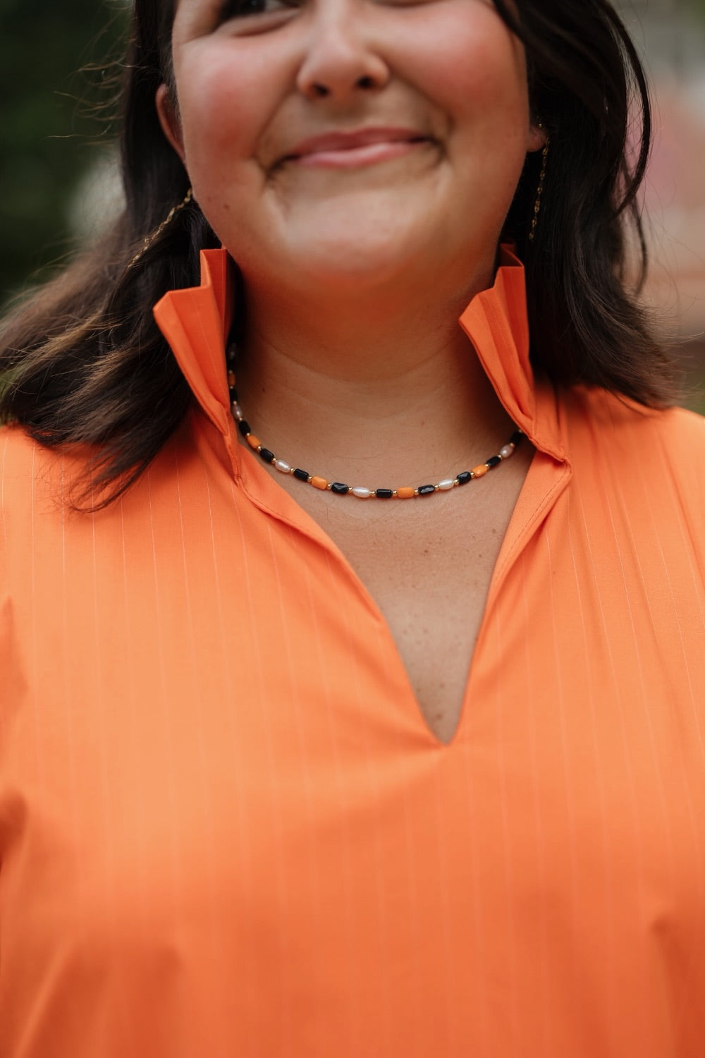 Olivia Orange Pinstripe Dress (S-3XL)