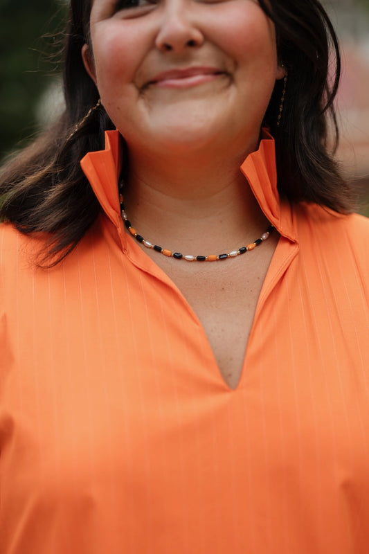Clover Navy & Orange Necklace