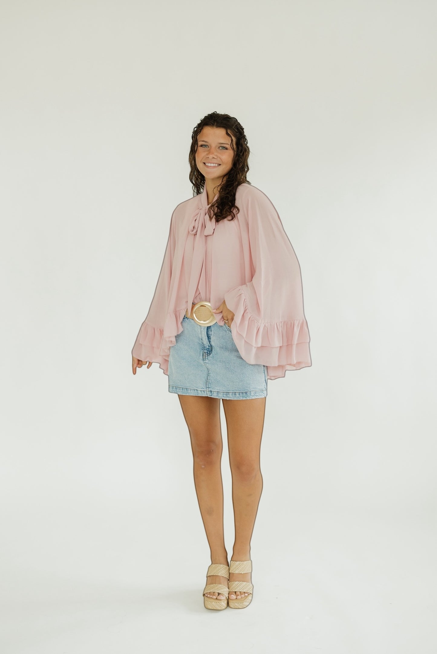 Blush Ruffled Chiffon Blouse (S-3XL)