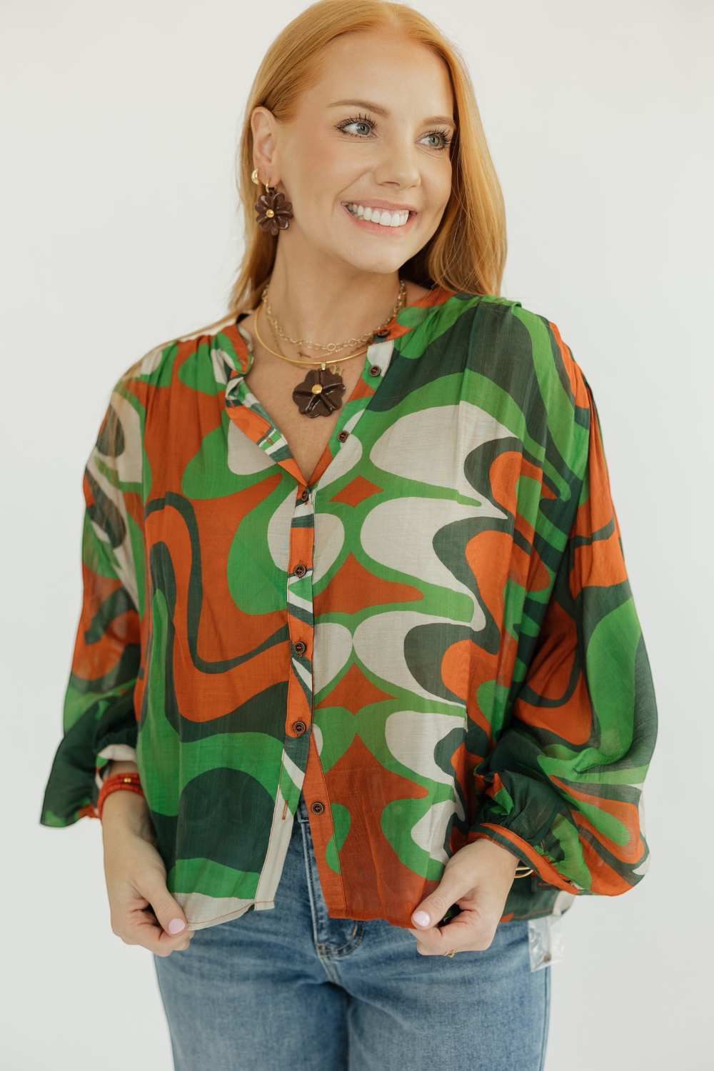Verdant Flame Blouse