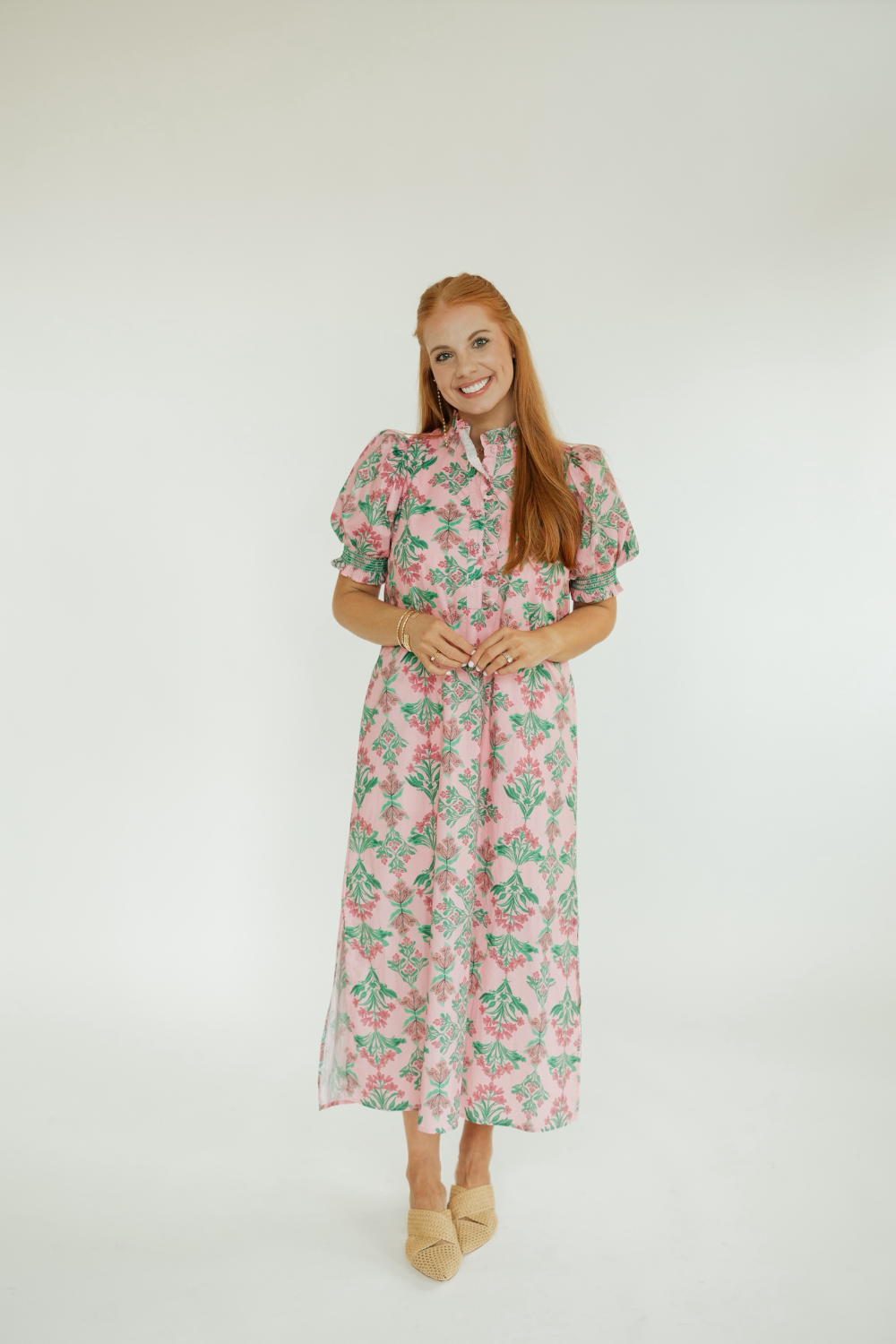 Maddie Midi Pink Floral Dress