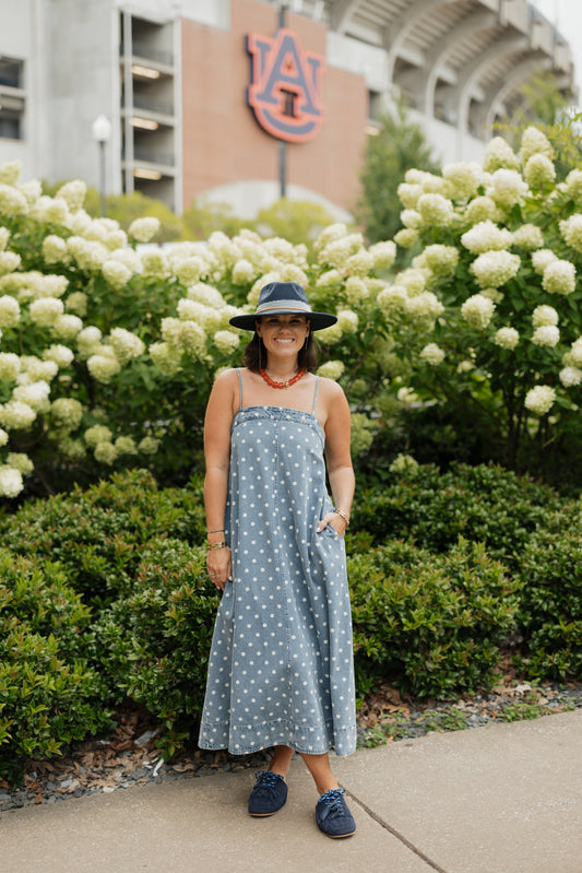 Darcy Denim Polka Dot A-Line Dress
