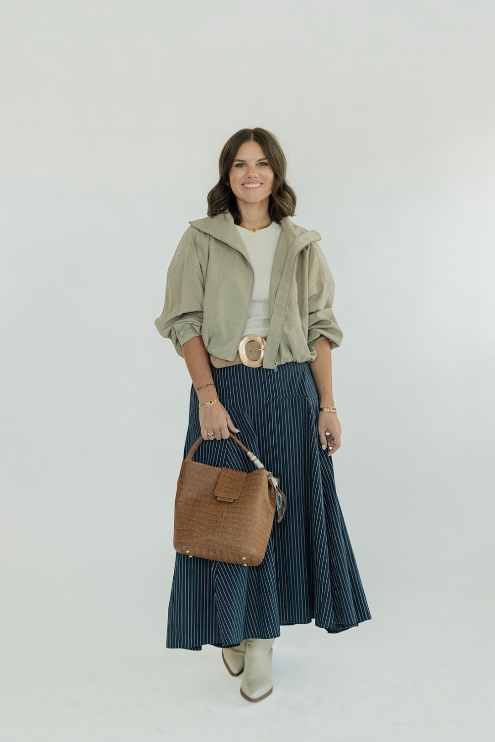 Miriam Navy Stripe Maxi Skirt