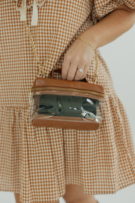 Brown Leather Clear Bag