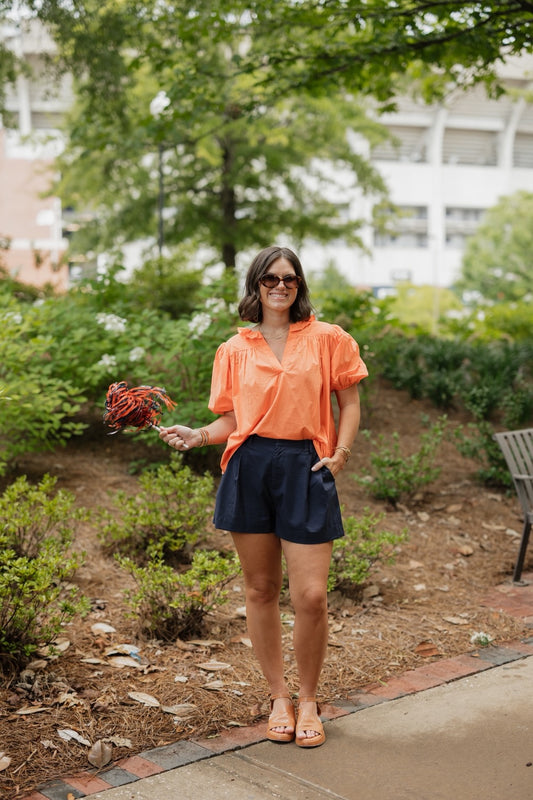 Navy High Waist Shorts