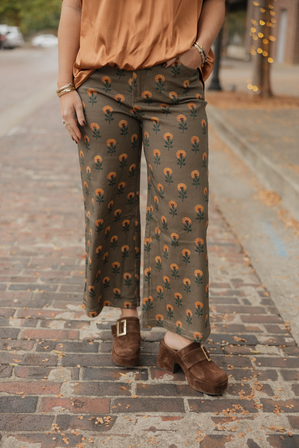 Fall Floral Wide Leg Jean