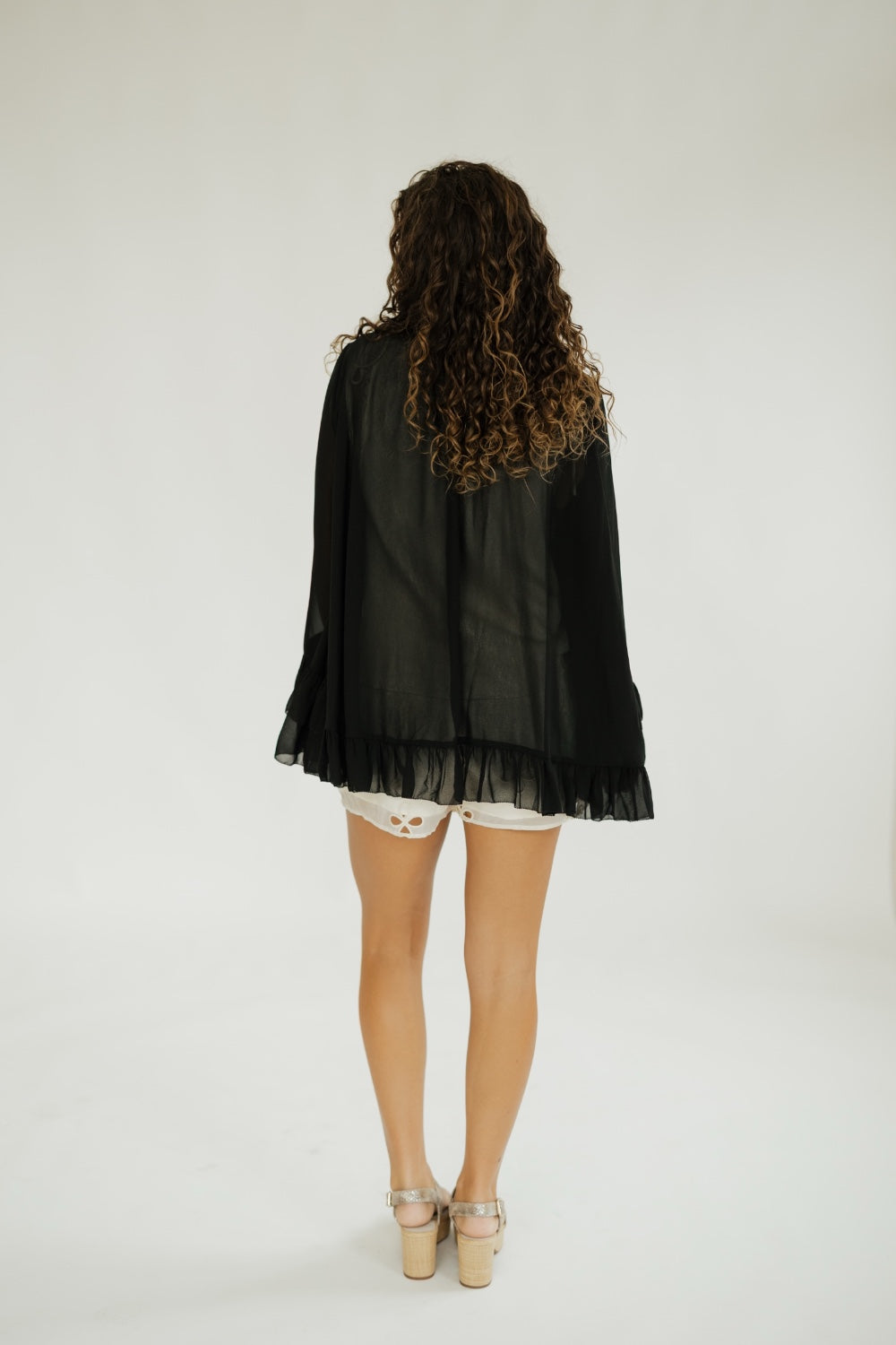 Black Ruffled Chiffon Blouse (S-3XL)