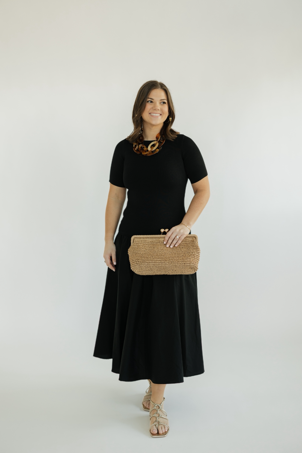 Delilah Black Mixed Media Dress