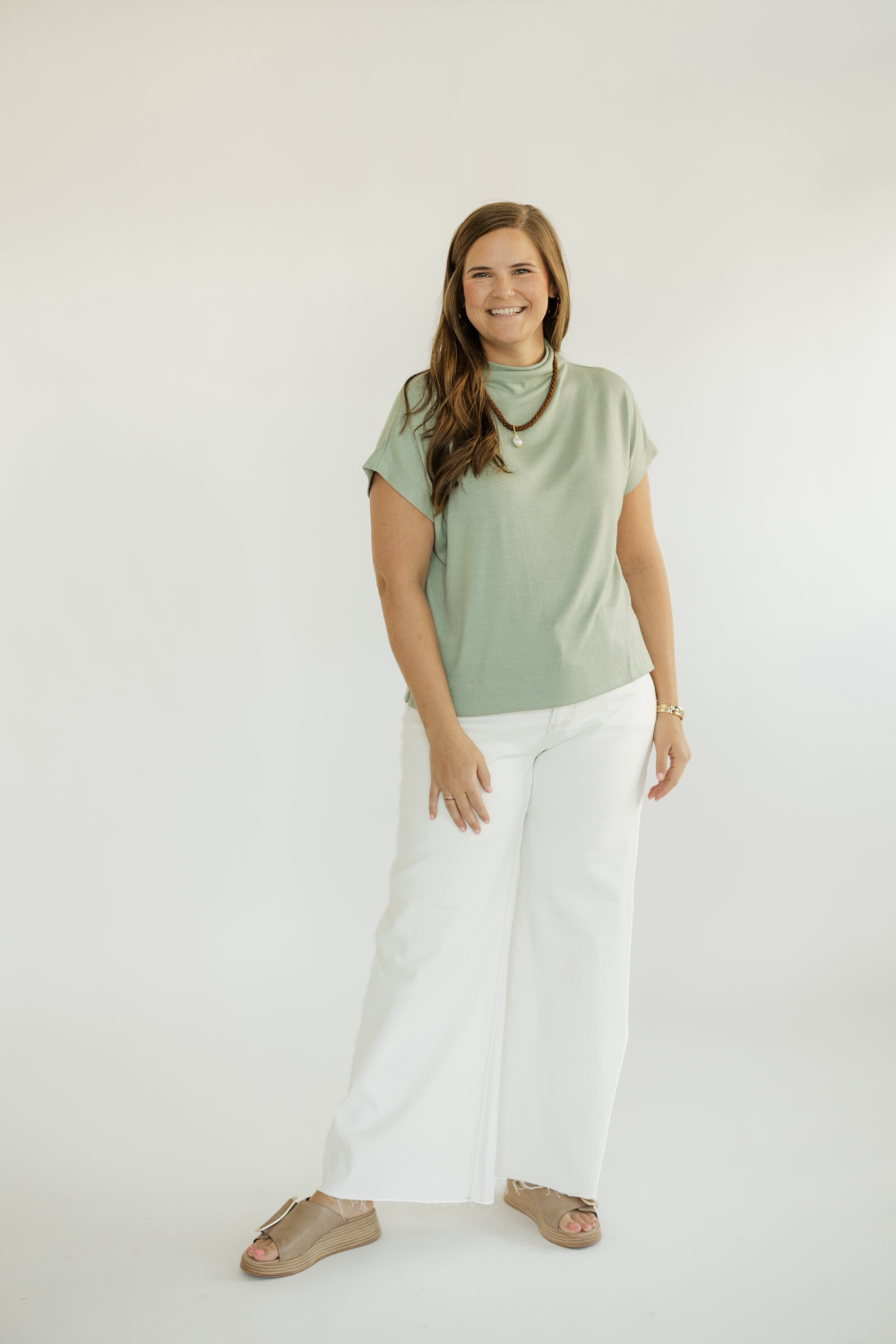 The Noelle Mint Mock Neck Top (S-2XL)