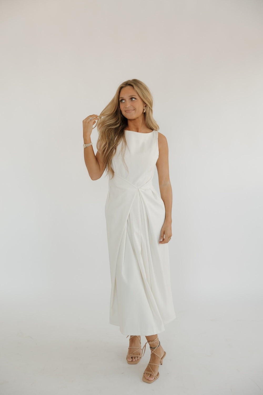 Addie Ivory Assymetrical Midi Dress