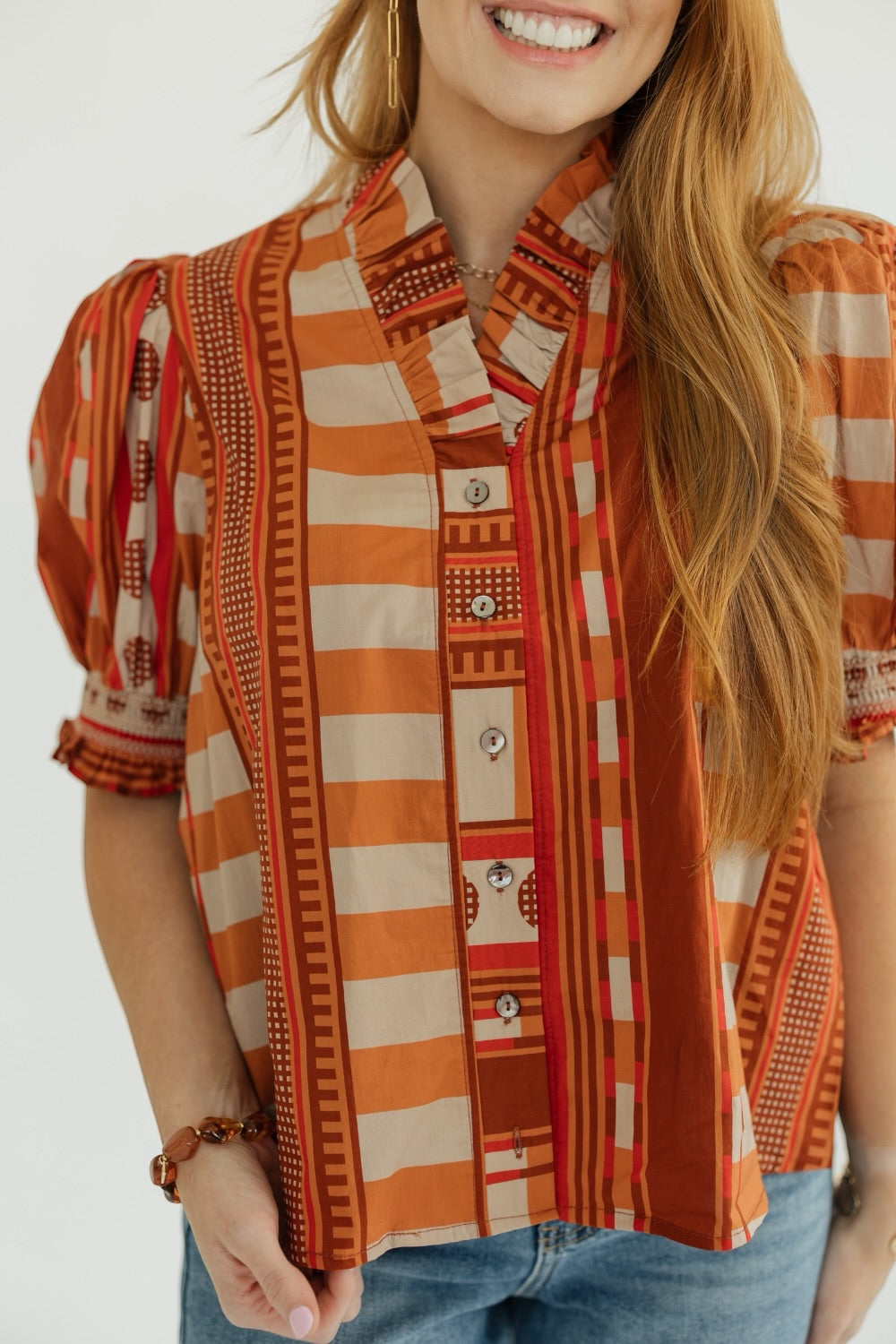 Julie Cinnamon Patterned Blouse (S-2XL)