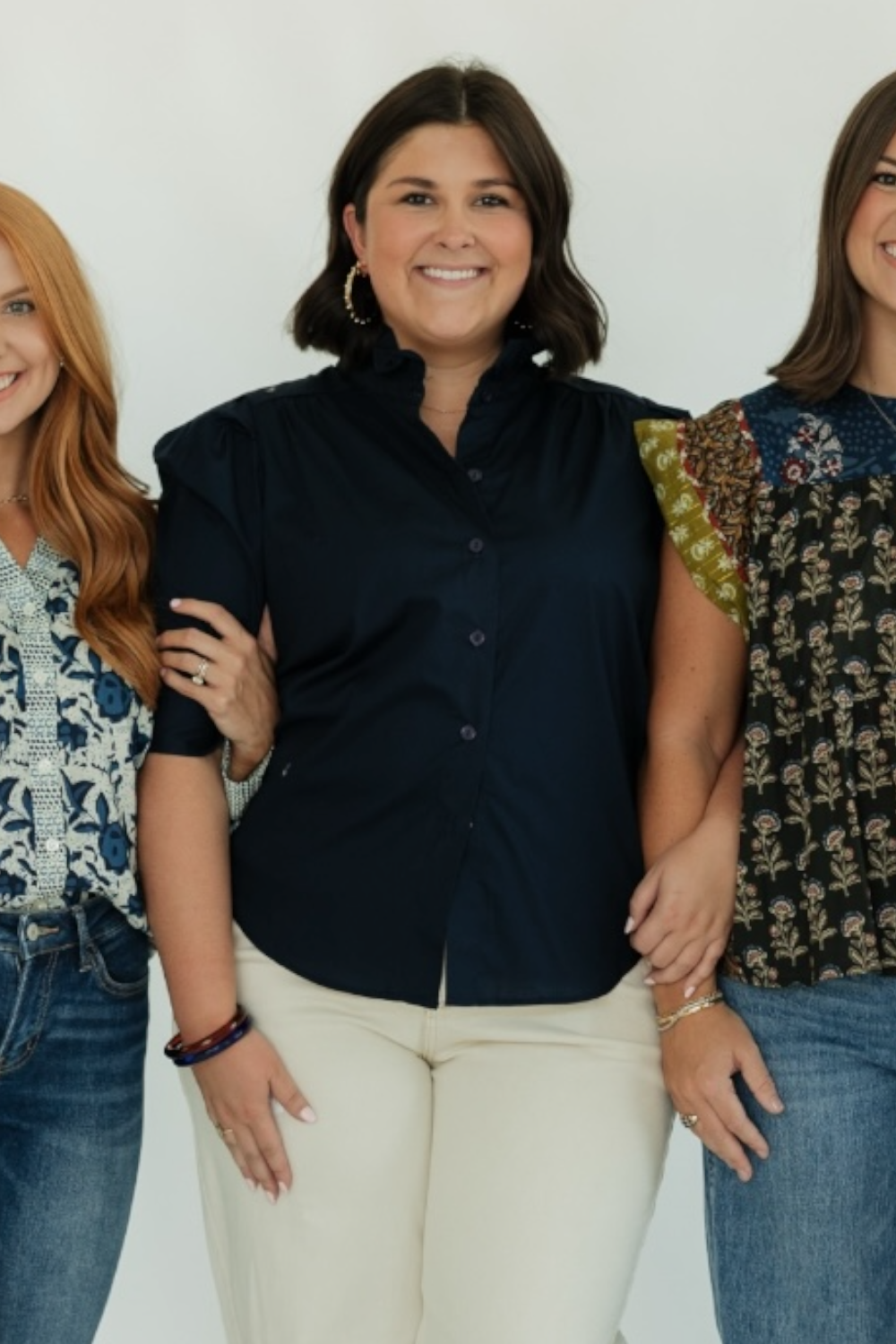 Jodie Ruffle Collar Top in Navy (S-3XL)