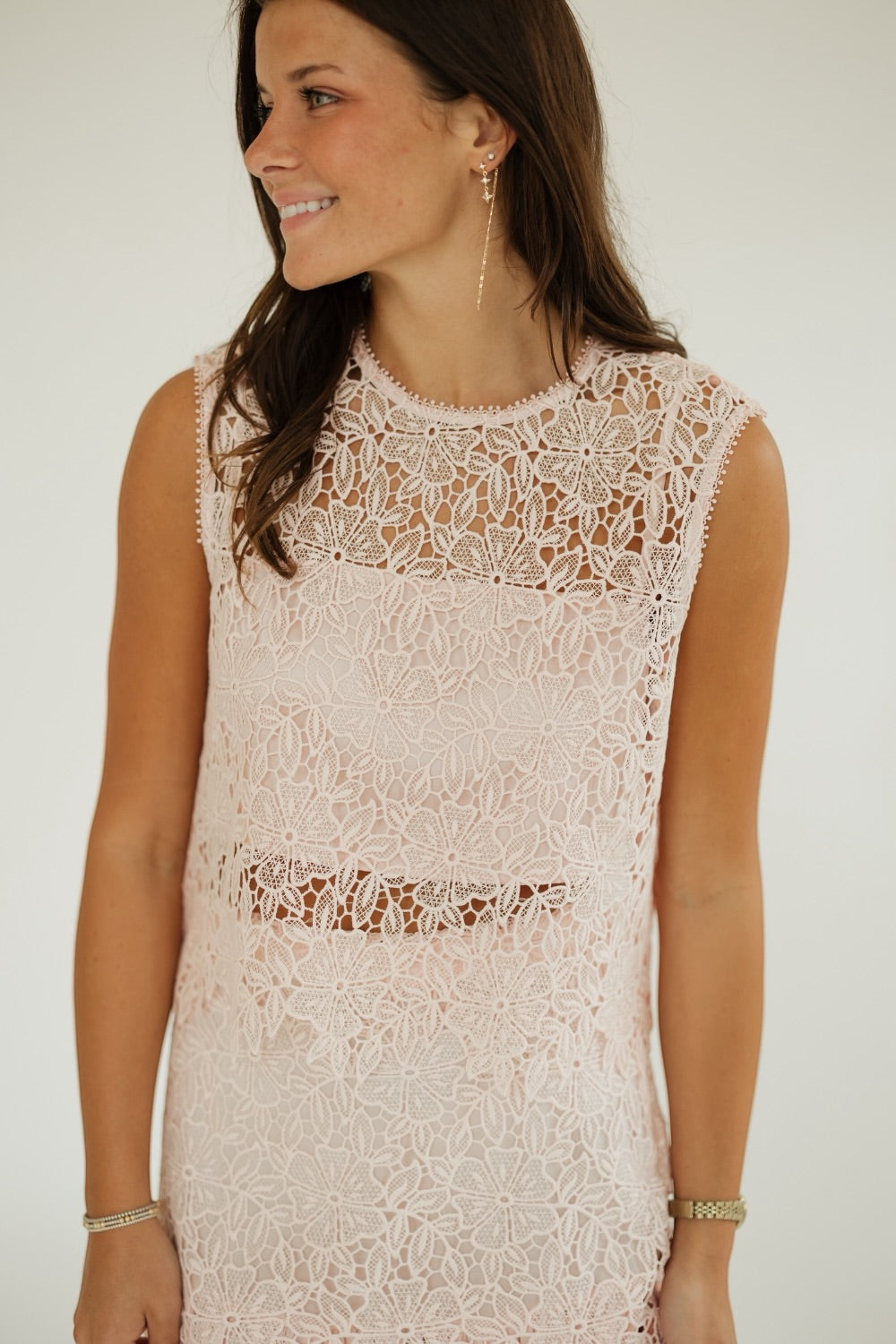 Zoey Lace Light Pink Top