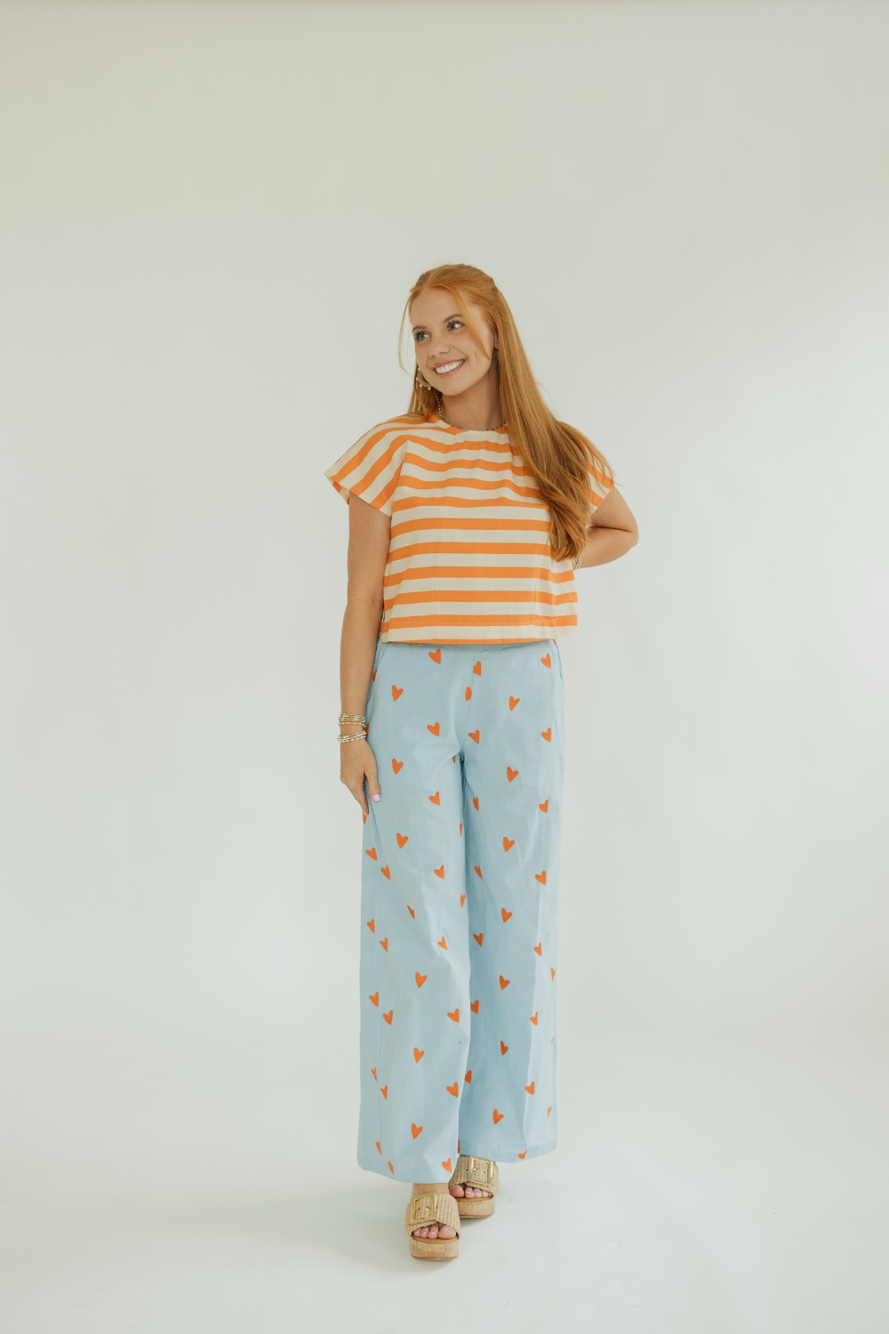 Orange Striped Crop Tee (XS-XL)