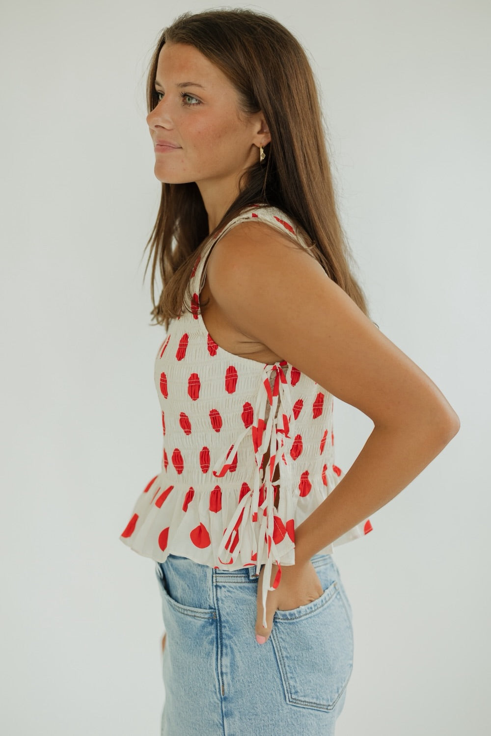 Maeve Red Polka Dot Top