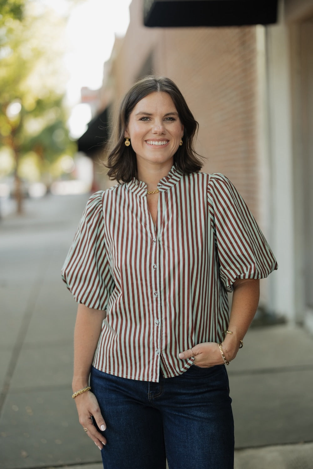 Carla Striped Button Down Top