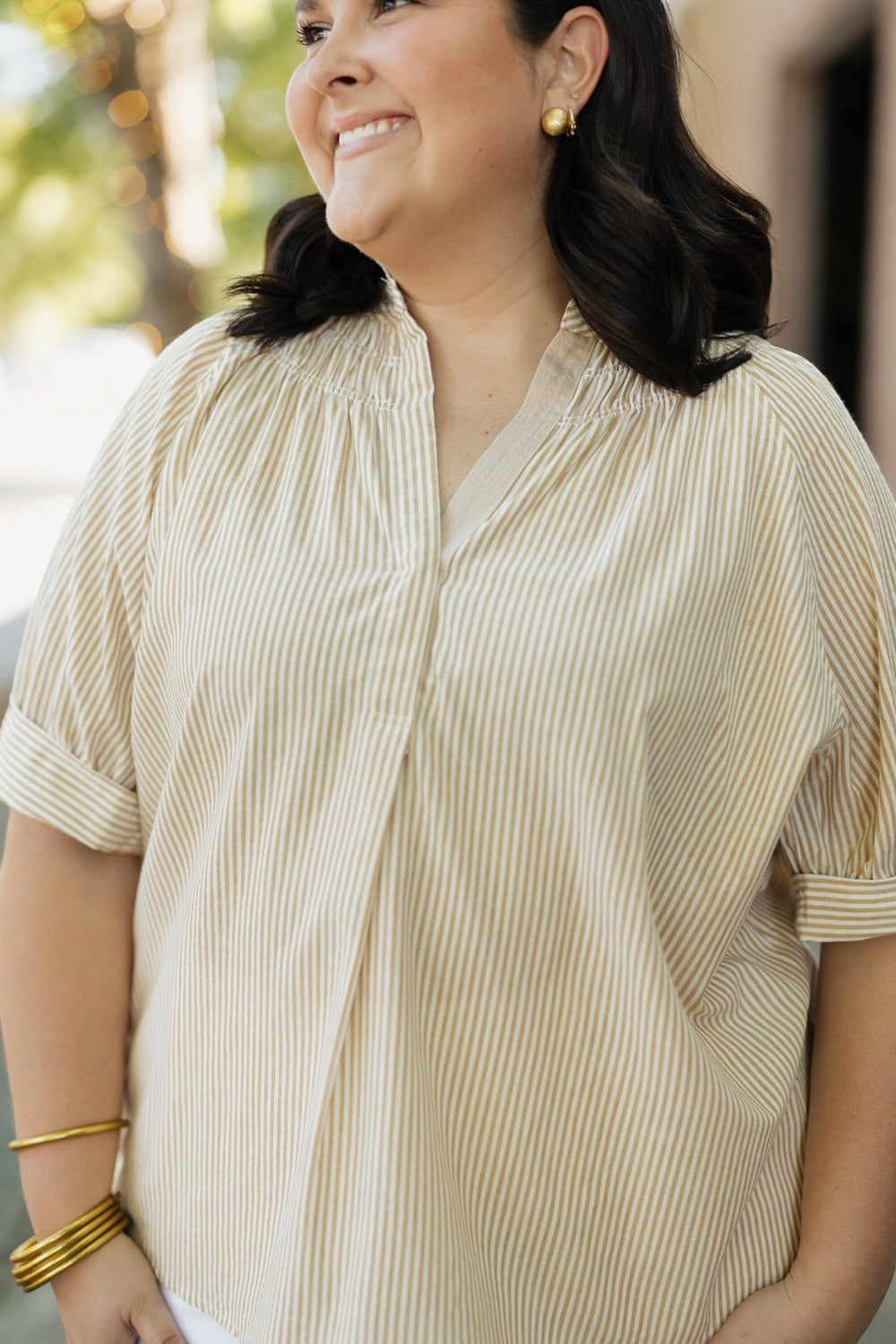 Isla Dijon Stripe Blouse