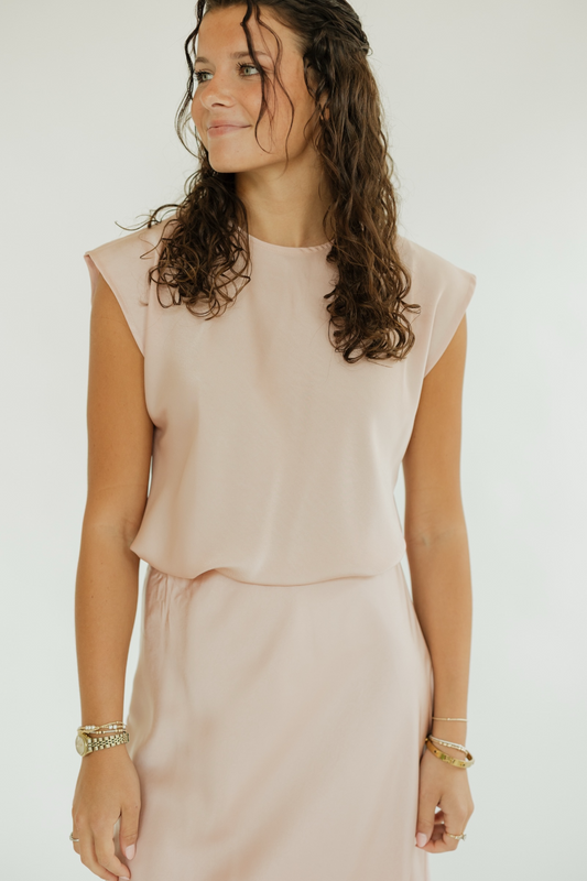 Roseanne Blush Satin Top