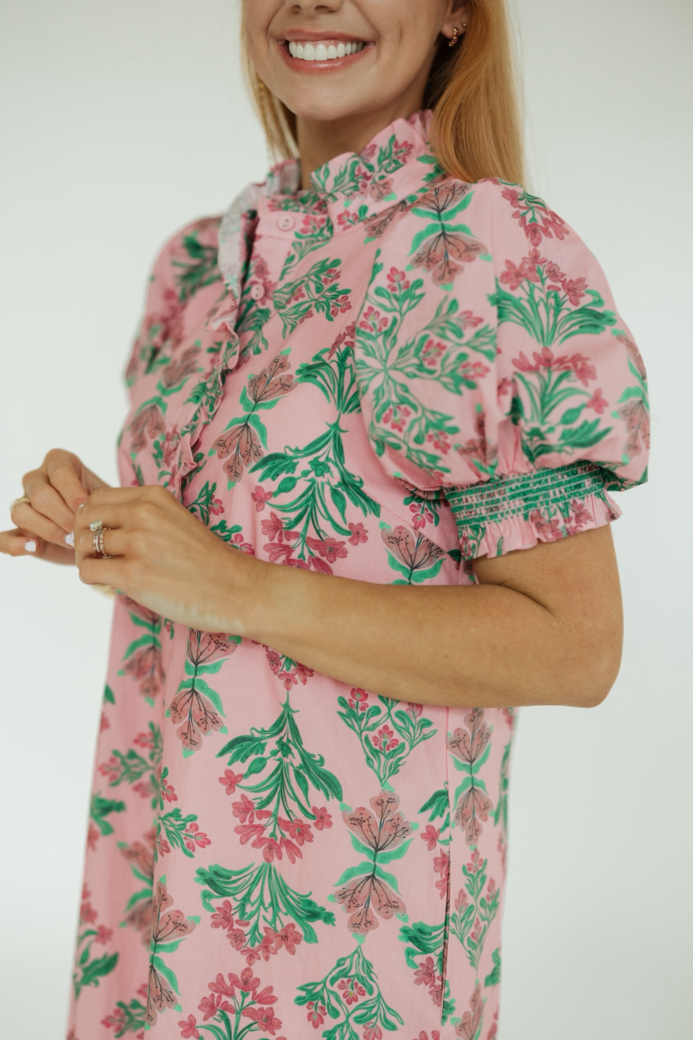 Maddie Midi Pink Floral Dress