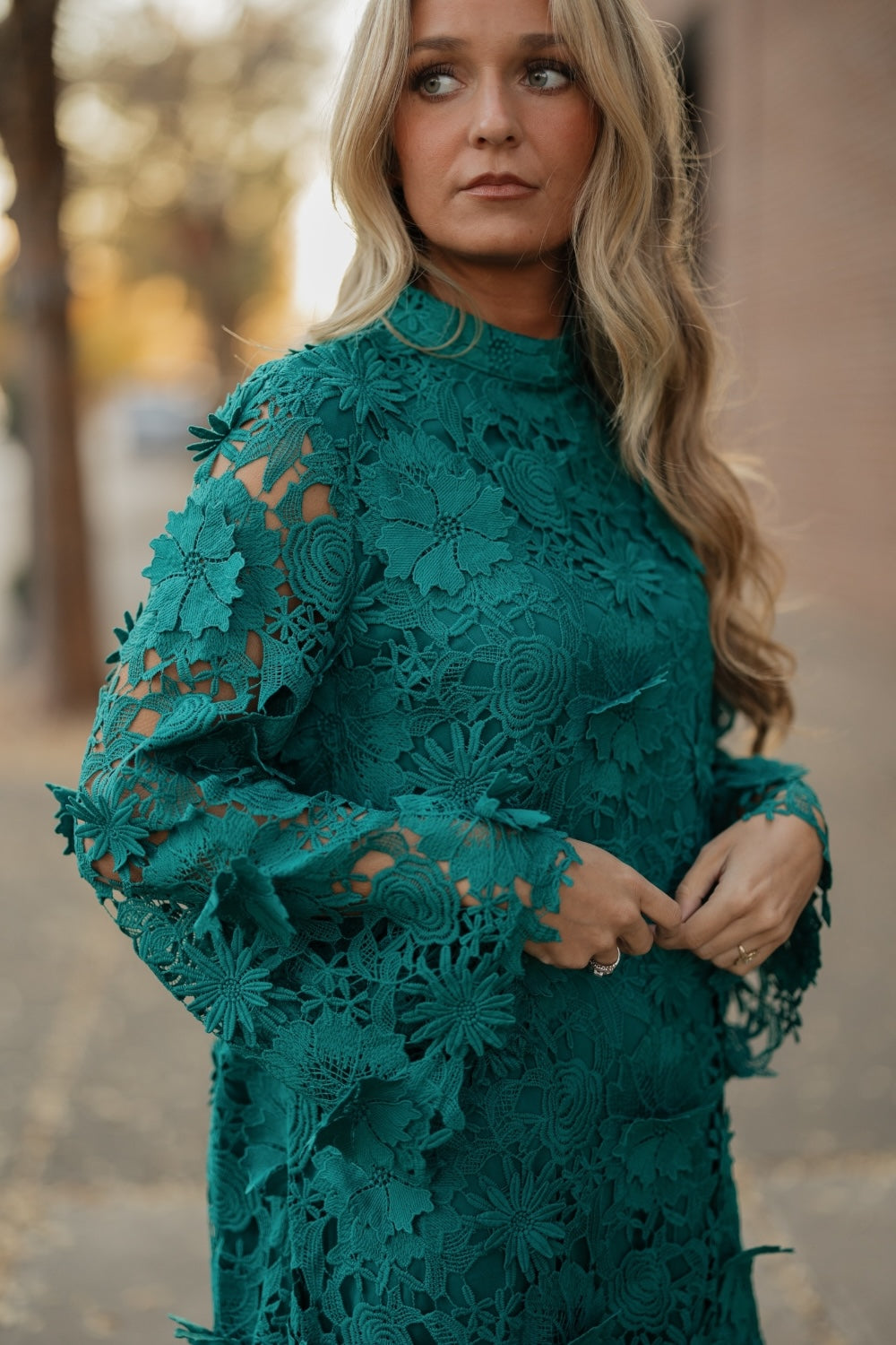 Glenda Green Lace Mini Dress