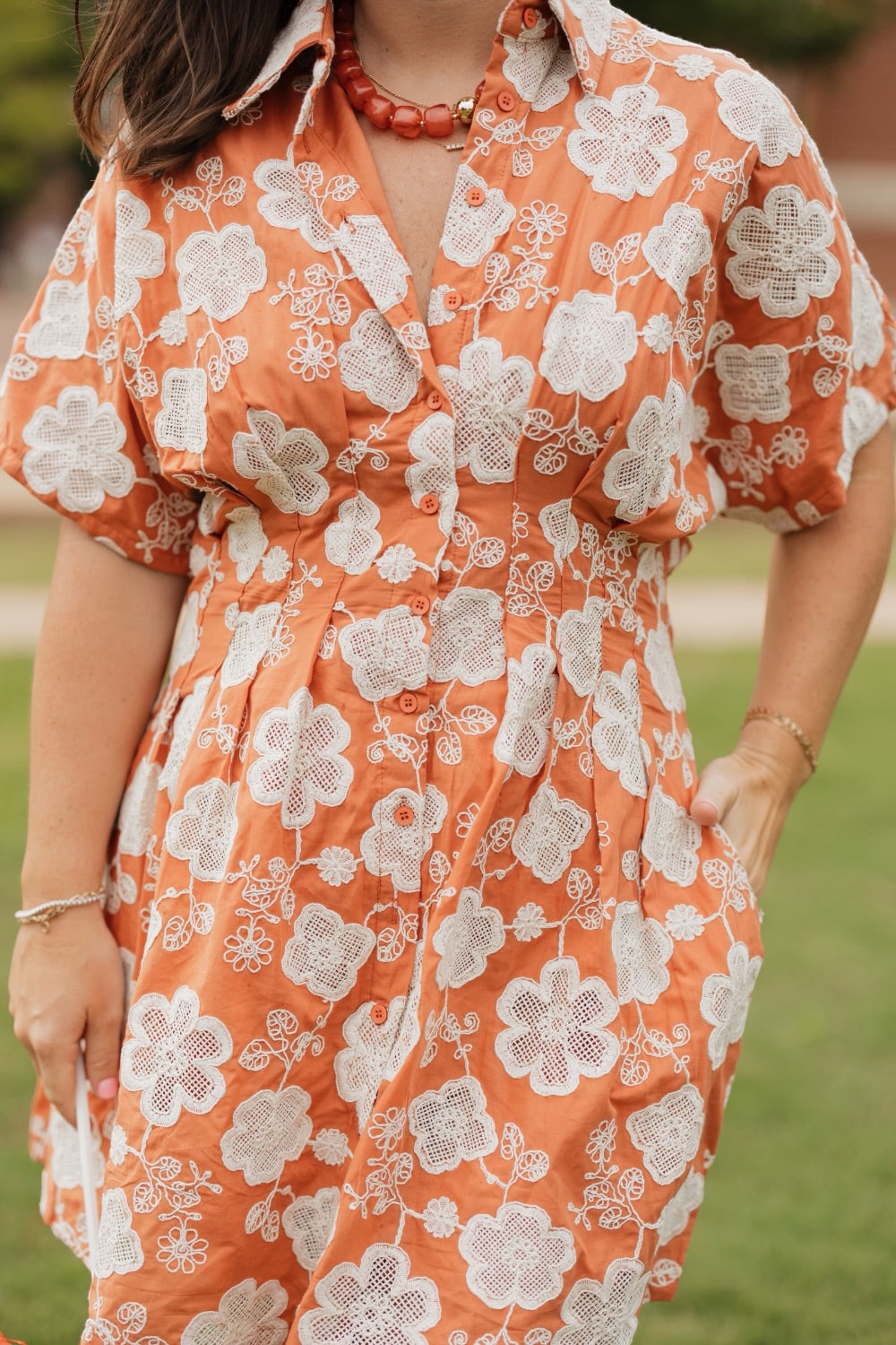 Twyla Terracotta Flower Mini Dress