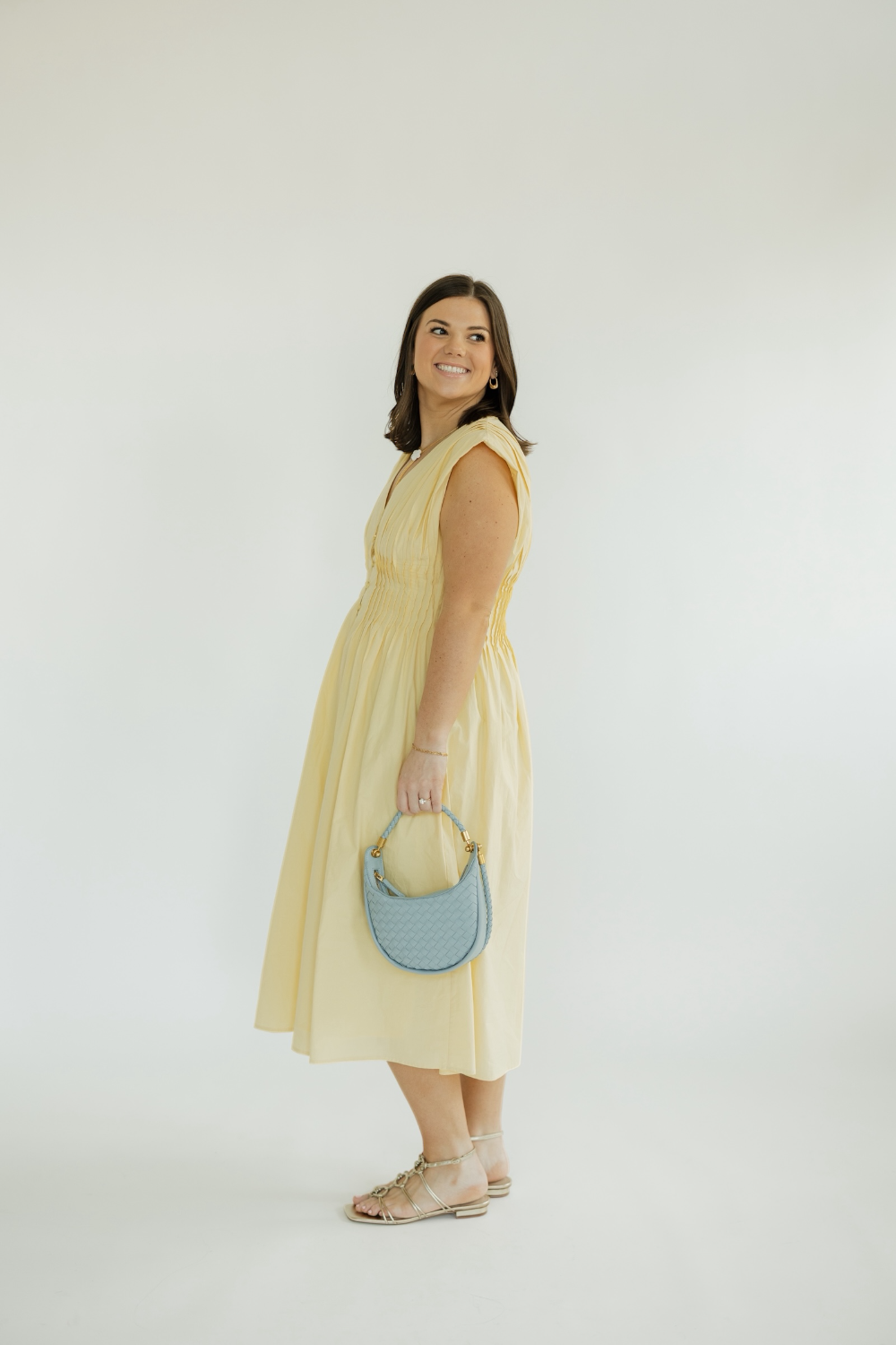 The Aleska Butter Yellow Midi Dress