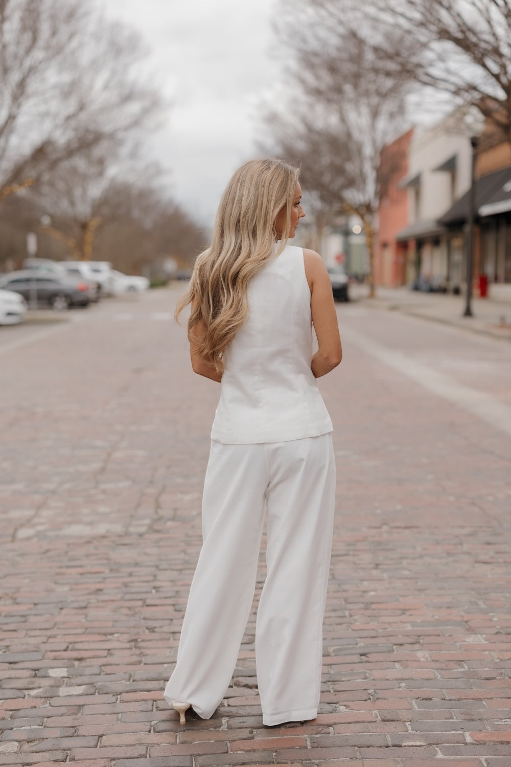 Ivory Sleeveless Linen Vest