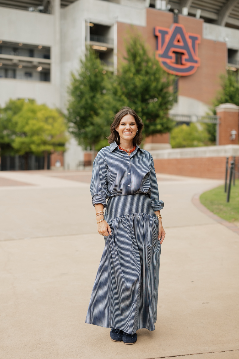 Blair Navy Stripe Curved Waist Maxi Skirt (XS-XL)