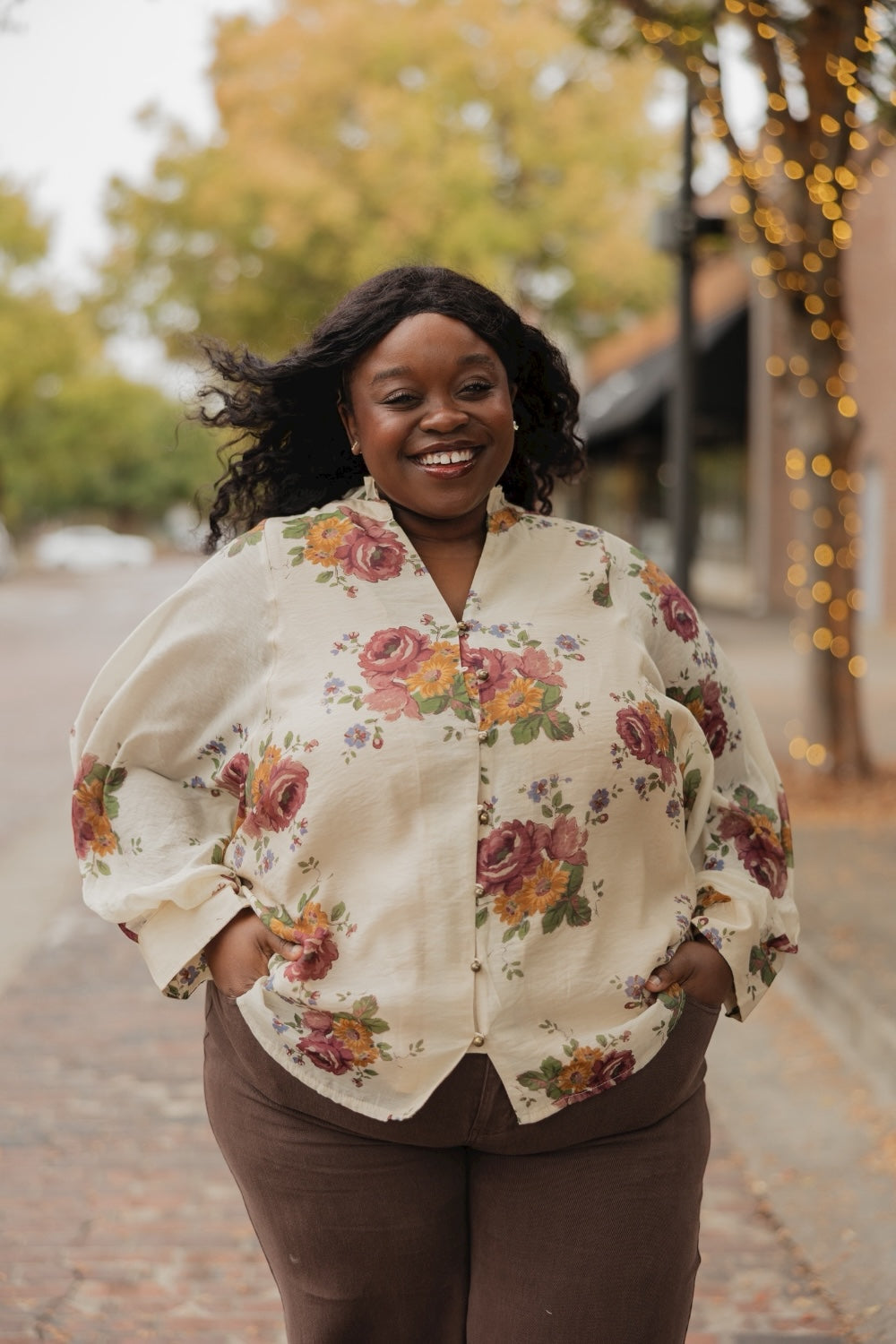 Merlot Floral Ruffle Collar Top (S-2XL)
