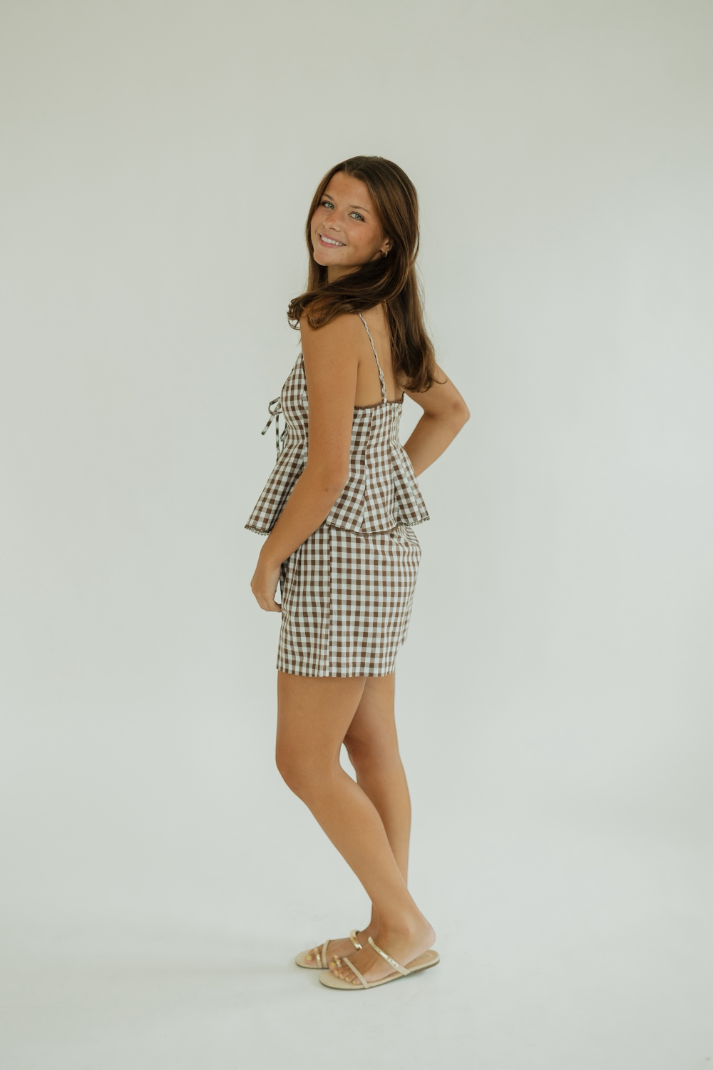 Rocco Pleated Brown Checkered Short