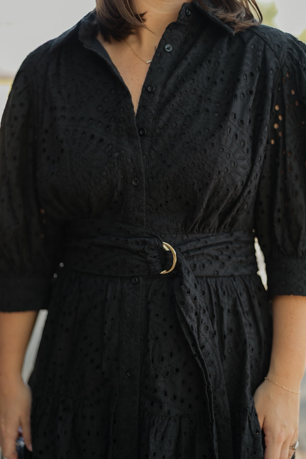 Yara Black Eyelet Mini Dress