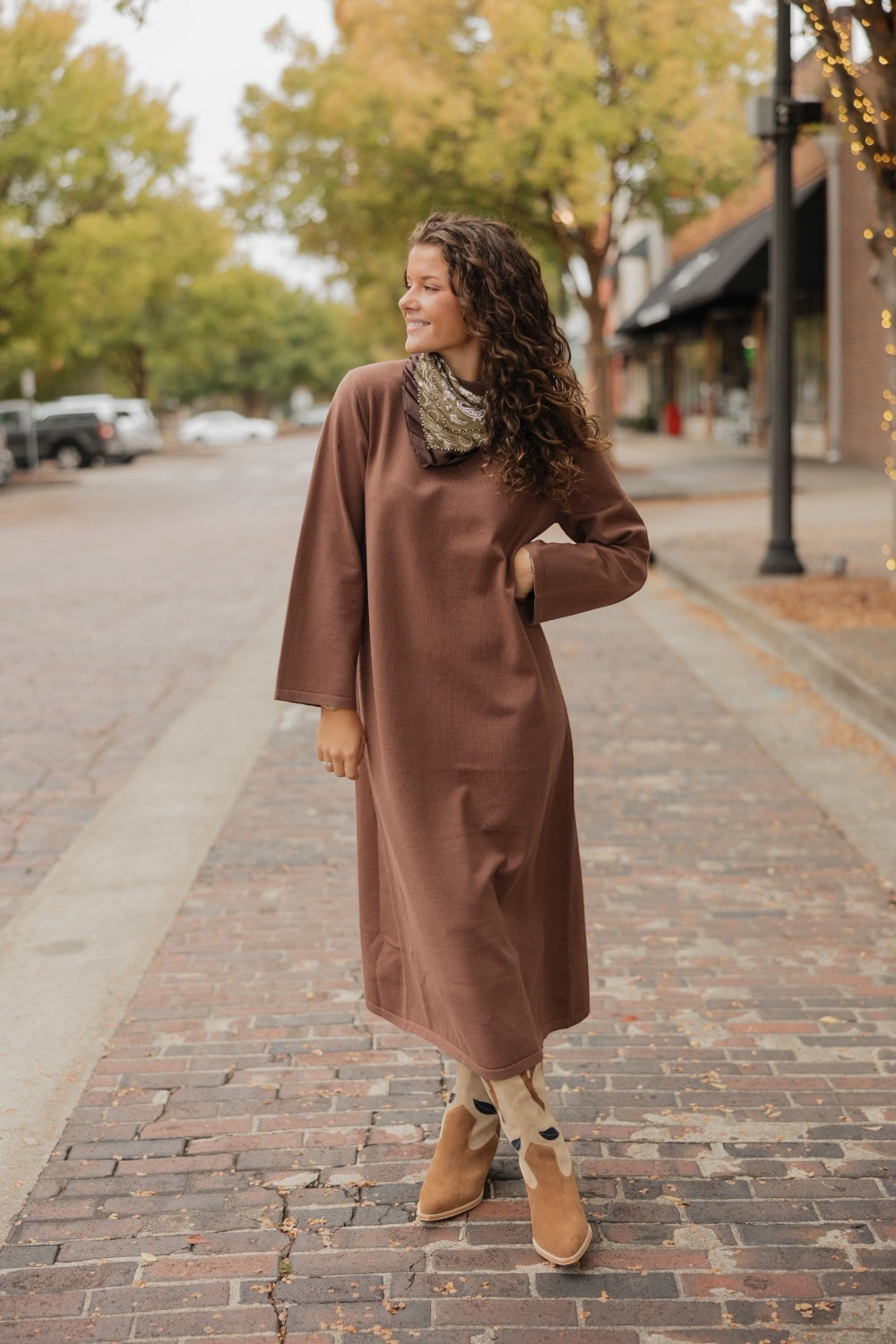 Brennan Chocolate Brown Sweater Dress