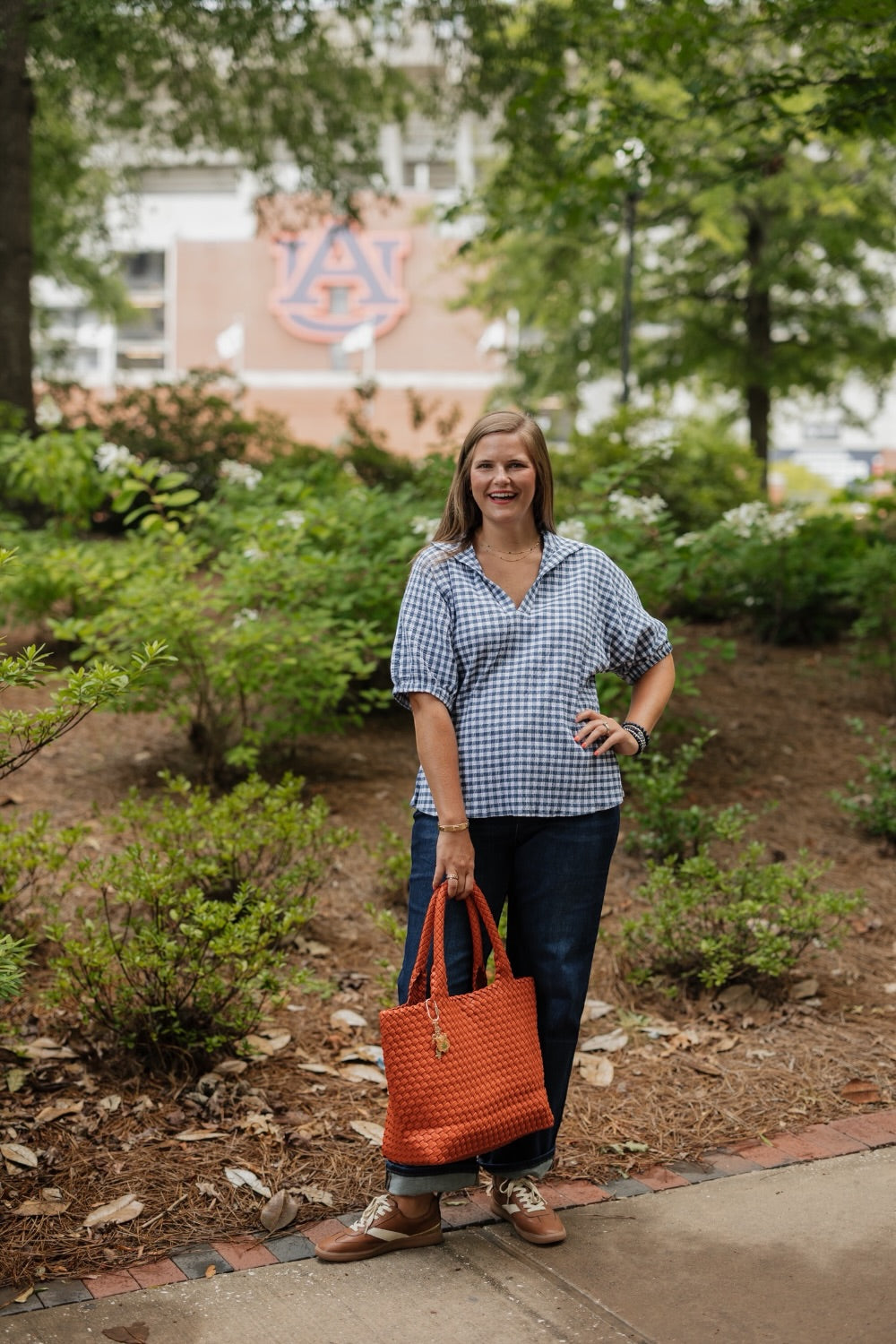 Sloan Navy Gingham Blouse (S-3XL)