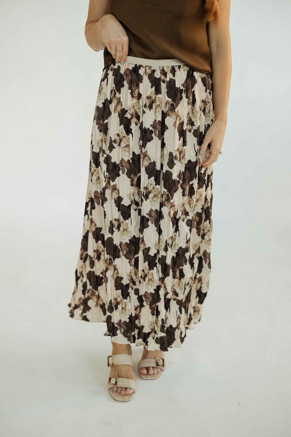 Farrah Floral Print Pleated Skirt