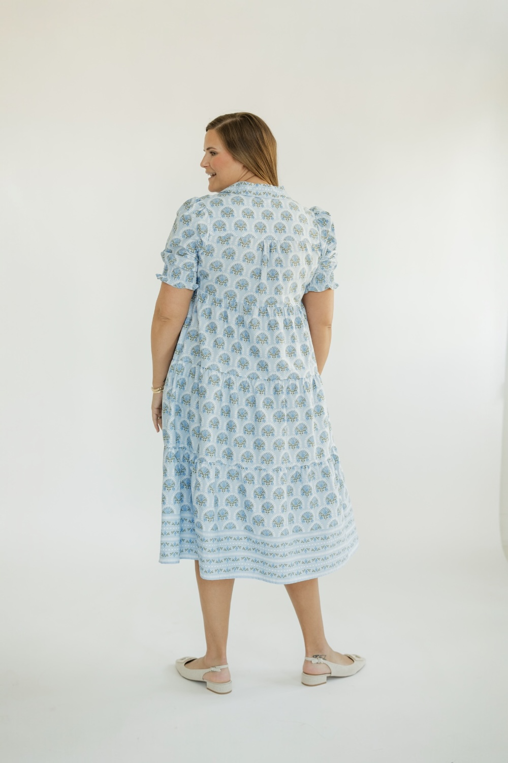The Molly Sunshower Flora Blue Midi Dress (XS-2X)